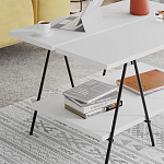 Стол журнальный с белой прямоугольной столешницей и полкой ESSEL WHITE варинант исполнения - 3 | Loft Concept в Москве