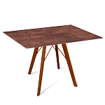 Стол обеденный с коричневой прямоугольной столешницей из керамики на четырех деревянных ножках Brown Ceramics варинант исполнения - 1 | Loft Concept в Москве