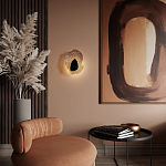 Бра с волнообразным стеклянным плафоном и вставкой из мрамора Liquid Stone варинант исполнения - 15 | Loft Concept в Москве