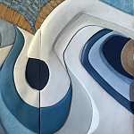Арт-объект ручной работы Blue Abstraction из 4-х панелей варинант исполнения - 4 | Loft Concept в Москве
