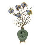 Ваза зеленая с бронзовыми ветвями и фарфоровыми рыбками Eden Garden варинант исполнения - 1 | Loft Concept в Москве