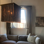 Люстра квадратная с бахромой и подвесом из деревянных бусин Psyche варинант исполнения - 3 | Loft Concept в Москве