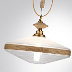 Подвесной светильник с плоским прозрачным плафоном и декоративной вставкой из текстурного камня Tectona  варинант исполнения - 6 | Loft Concept в Москве