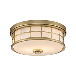 Потолочный светильник для ванных комнат цвета латунь в виде металлической клетки с геометрическими узорами Quoizel варинант исполнения - 1 | Loft Concept в Москве