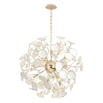 Люстра круглой формы с белыми и прозрачными лепестками цветов Диаметр 69 см Wintery flovers варинант исполнения - 1 | Loft Concept в Москве