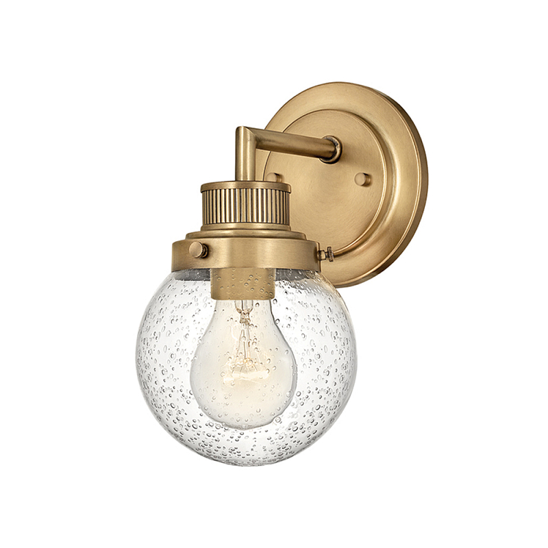 Бра для ванных комнат с прозрачным шарообразным плафоном из стекла с пузырьками на круглом основании Hinkley Хром Латунь Прозрачное Стекло в Москве | Loft Concept 