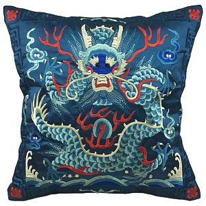 Декоративная подушка с вышивкой Chinese Dragon Blue