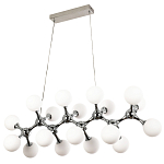 Линейная люстра с плафонами из стеклянных шаров Pearls Suspension Linear Chrome Chandelier варинант исполнения - 2 | Loft Concept в Москве