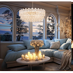 Круглая люстра с хрустальными подвесками на золотистом каркасе Gorgeous Crystal Light варинант исполнения - 13 | Loft Concept в Москве