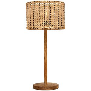 Деревянная настольная лампа с абажуром из ротанга Tamari Wicker Table Lamp