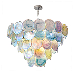 Люстра с каскадом из круглых разноцветных стеклянных дисков Mother of Pearl Iridescence варинант исполнения - 2 | Loft Concept в Москве