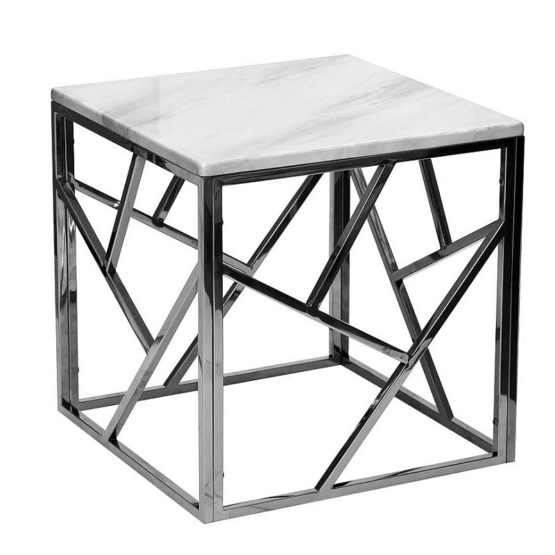   Serene Furnishing Chrome Marble Top Side Table     | Loft Concept 
