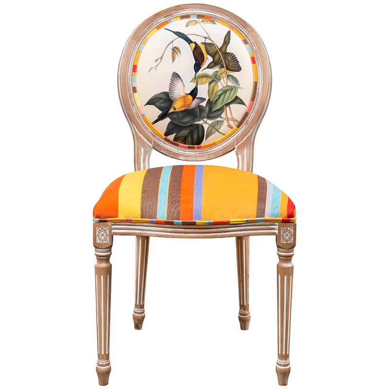              Blooming Birds Colorful Stripes Chair      | Loft Concept 