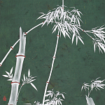 Обои ручная роспись Bamboo Argent on Edo Green painted silk варинант исполнения - 1 | Loft Concept в Москве