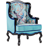 Кресло из натурального бука бирюзовое с изображением птиц и цветов Turquoise Chinoiserie Garden Armchair варинант исполнения - 2 | Loft Concept в Москве