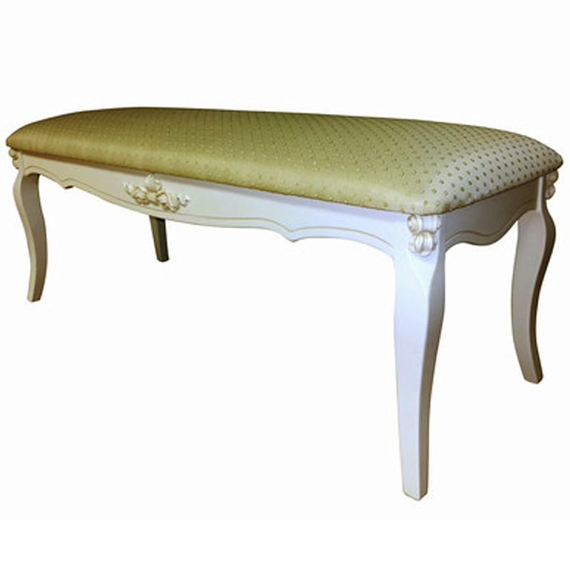 Банкетка велюр в стиле прованс Lotte French Seating Banquette Белый Бежевый в Москве | Loft Concept 