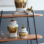 Ваза белая с крышкой и золотистыми фрагментами 46 см Chinoiserie Ceramics варинант исполнения - 2 | Loft Concept в Москве