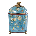 Ваза голубая с крышкой и цветочным узором Genuine Chinese Classics варинант исполнения - 1 | Loft Concept в Москве