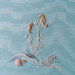 Обои с вышивкой ручной работы Amami Waves Moonbeam colourway on silk moire варинант исполнения - 5 | Loft Concept в Москве