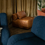 Кожаное модульное кресло коричневое без подлокотников с подушкой Coul Leather Modular Armchair варинант исполнения - 6 | Loft Concept в Москве