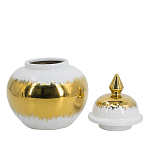 Ваза белая с крышкой и золотистыми фрагментами 24 см Chinoiserie Ceramics варинант исполнения - 2 | Loft Concept в Москве