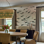 Обои ручная роспись Fishes Blue Pearl on Tarnished Silver gilded silk with pearlescent antiquing варинант исполнения - 3 | Loft Concept в Москве