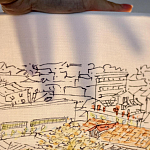 Настольная лампа с принтом на белом тканевом абажуре Roof Garden Lamp варинант исполнения - 2 | Loft Concept в Москве