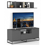 ТВ-тумба цвета графит с  2-мя дверцами и ящиком Strict Lines варинант исполнения - 6 | Loft Concept в Москве