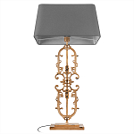 Настольная лампа на ажурном чугунном основании с тканевым серым абажуром Openwork Lamp варинант исполнения - 3 | Loft Concept в Москве