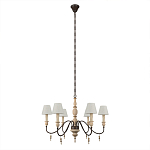 Люстра на металлическом основании с 6-ю белыми тканевыми абажурами Terrain варинант исполнения - 1 | Loft Concept в Москве