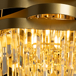 Люстра цвета матового золота с металлическими лентами и длинными прозрачными подвесками Gilded Waves варинант исполнения - 5 | Loft Concept в Москве