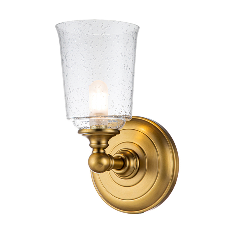 Бра для ванных комнат с прозрачным плафоном из стекла с пузырьками на основании цвета латунь Feiss Матовая латунь Прозрачное Стекло в Москве | Loft Concept 