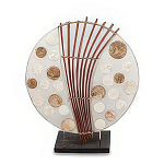 Настольная лампа из перламутра и дерева на подставке Indonesian Round Shell варинант исполнения - 3 | Loft Concept в Москве