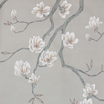 Обои ручная роспись Magnolia Canopy Original Colourway on Oyster Shell metallic silk варинант исполнения - 1 | Loft Concept в Москве