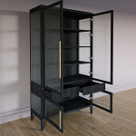 Витрина Primo со стеклянными фасадами и 2 ящиками Черный дуб варинант исполнения - 9 | Loft Concept в Москве