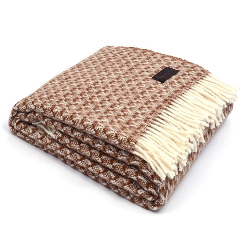 Плед BRIAS TRIANGLE 1200 Marzotto Бежево-серый Коричневый в Москве | Loft Concept 