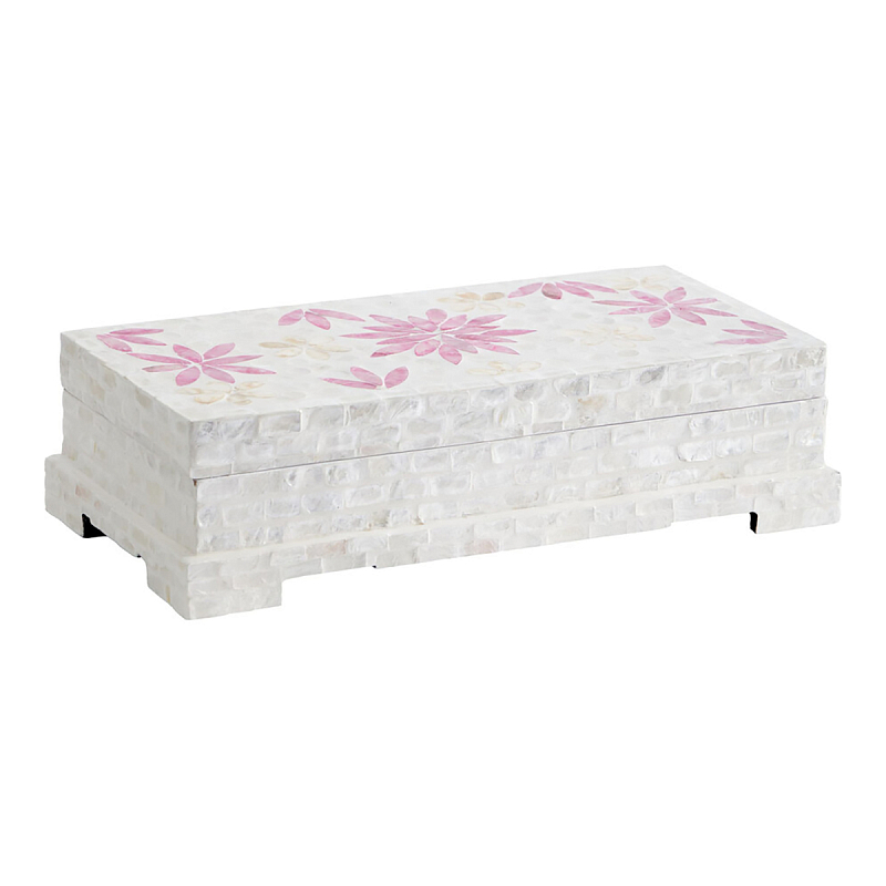 Шкатулка Oceane Bone Inlay White Белый Розовый Шкатулка Oceane Bone Inlay White Белый Розовый в Москве | Loft Concept
