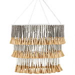 Люстра трехъярусная с декором из круглых деревянных бусин с кисточками Gray Brown Wooden Beads Chandelier варинант исполнения - 3 | Loft Concept в Москве