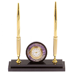 Часы настольные с двумя ручками из натурального камня Stone Clock варинант исполнения - 1 | Loft Concept в Москве