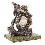 Часы настольные бронзовые в виде русалочки из натурального камня Змеевик Mermaid Stone Clock варинант исполнения - 3 | Loft Concept в Москве