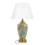 Настольная лампа бирюзовая с цветочным принтом Turquoise Flight варинант исполнения - 1 | Loft Concept в Москве