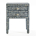 Тумбочка прикроватная White Pearl BEDSIDE CABINET 2 blue DRAWER варинант исполнения - 1 | Loft Concept в Москве