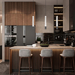 Подвесной светильник с узким цилиндрическим плафоном и черным металлическим декором Concrete Pipe варинант исполнения - 14 | Loft Concept в Москве