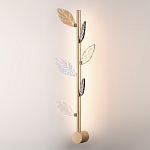 Бра с золотистой вертикальной трубкой и декоративными прозрачными листьями из стекла Sylva  варинант исполнения - 3 | Loft Concept в Москве