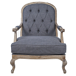 Кресло с пуфом с мягкой обивкой из льна Edward Armchair grey варинант исполнения - 1 | Loft Concept в Москве