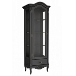 Витрина черная однодверная из массива бука с 4-мя полками и ящиком Black Provence варинант исполнения - 1 | Loft Concept в Москве