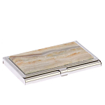 Визитница карманная металлическая с накладкой из натурального камня Агат Stone Business Card Holders  варинант исполнения - 2 | Loft Concept в Москве