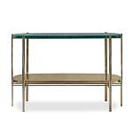 Консоль овальной формы золотая с полкой для хранения Craig варинант исполнения - 1 | Loft Concept в Москве