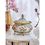 Шкатулка с крышкой из голубого фарфора с риунком птиц и цветов Blue Garden варинант исполнения - 3 | Loft Concept в Москве