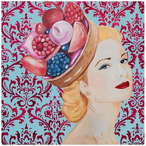 Картина Grace Kelly with Berry Tart Headdress and Damask Background